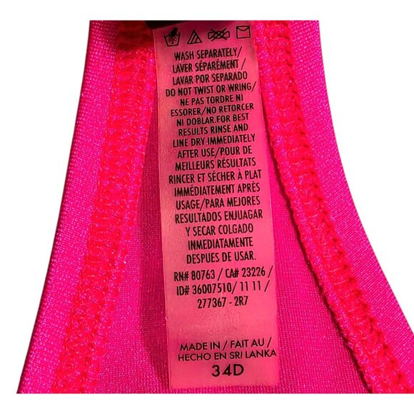 Victorias Secret Bikini Top 34D Pink Shimmer Bandeau Push-Up Twist Gold VS Logo - Picture 6 of 10